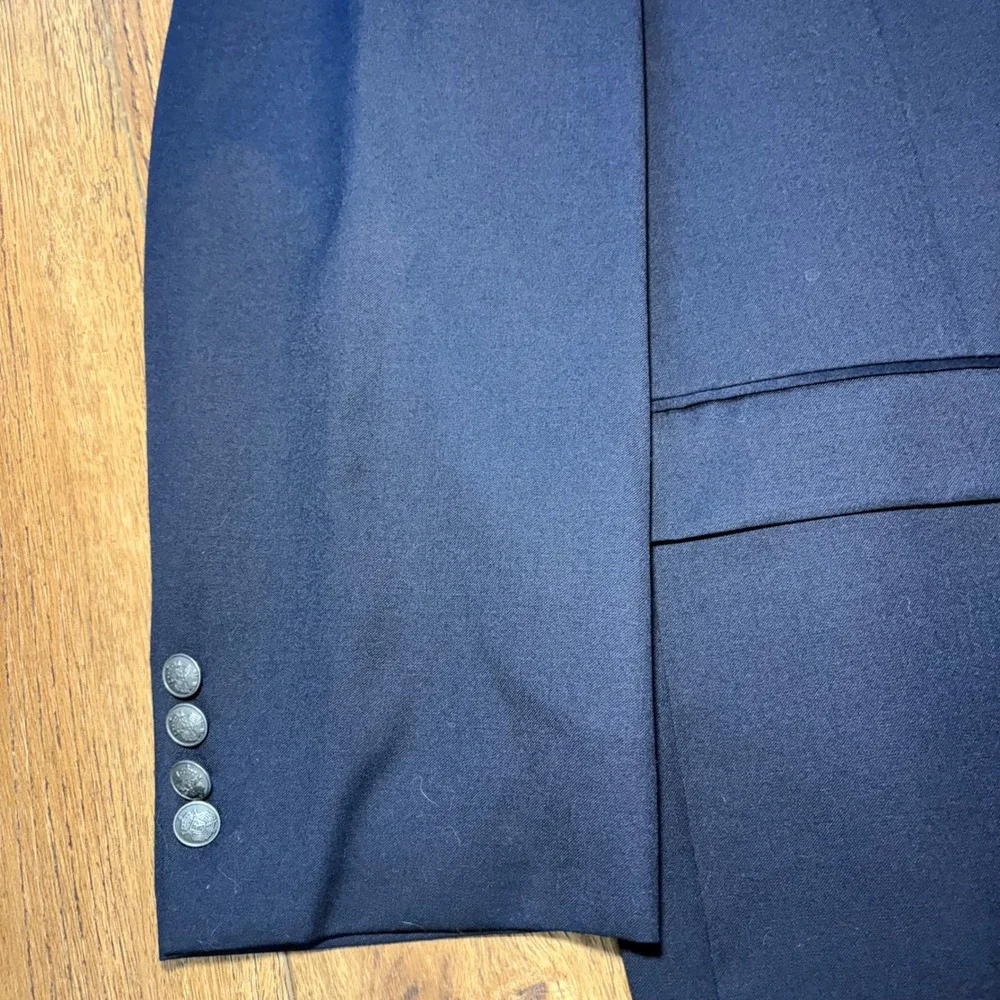 Michael Kors Mens Navy Blue Wool Blazer Sport Coat Jacket‎ 48R Silver Buttons